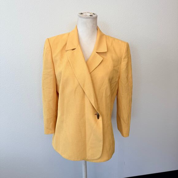 Le Suit Womens Yellow Single Button Long Sleeve Professional Blazer Jacket Sz 10 - Picture 1 of 10